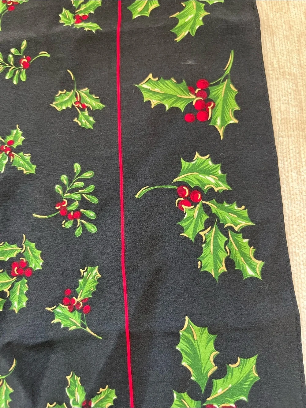 Vintage Silk Scarf Holly Berry by Echo